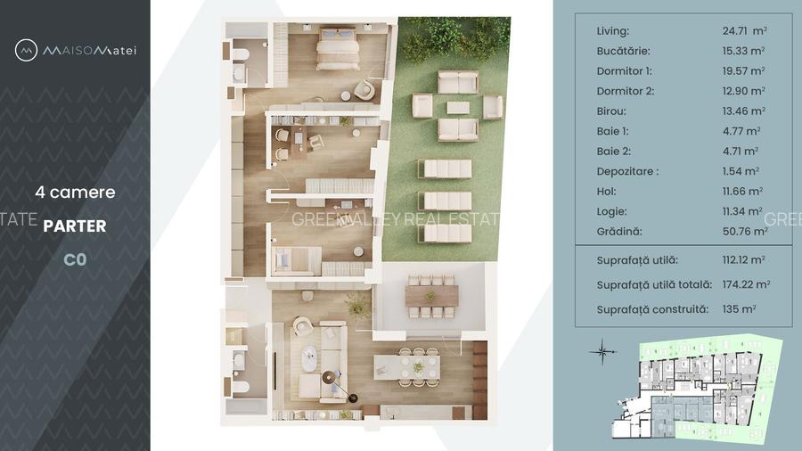 Maison Matei: Intimitate in centrul orașului. Cu gradina privata si Logie- 62 mp - 1