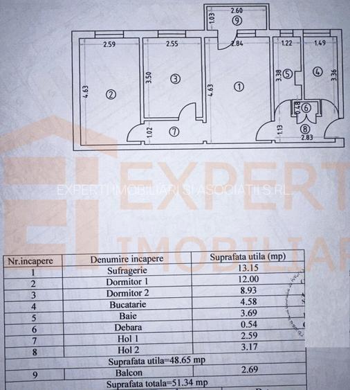 Apartament cu 3 camere de vanzare, situat in zona Inel 2 - Groapa - 9