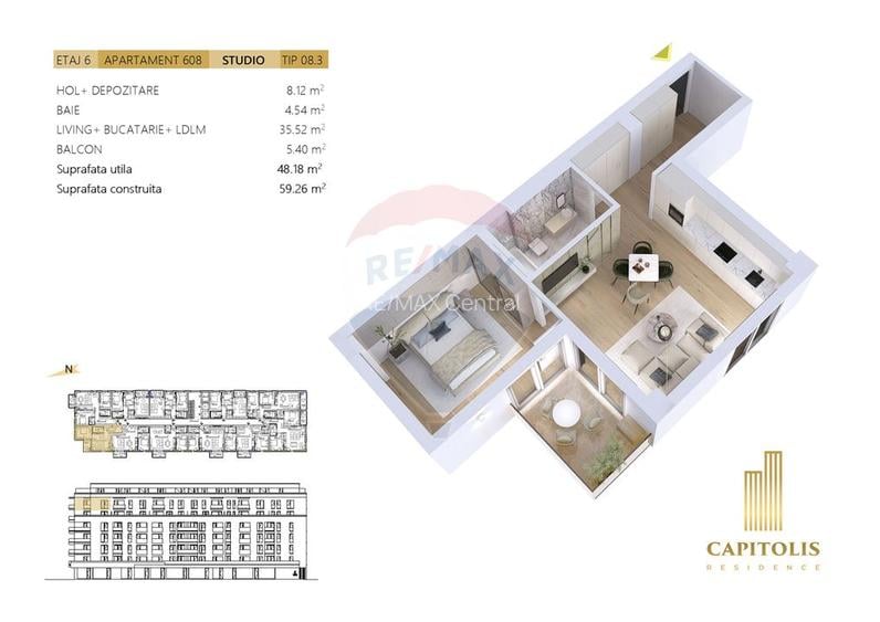 Studio generos, etaj 6, Capitolis Residence - 2