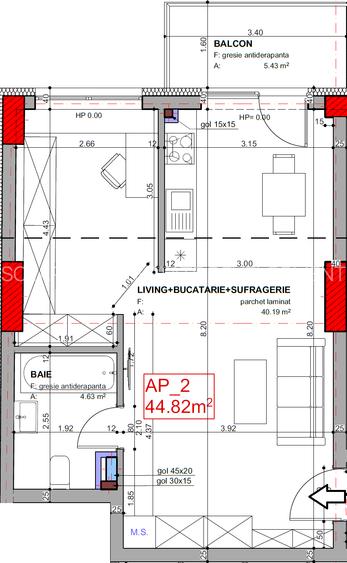 Ap. de 2 camere la dezvoltator - Central - București 41 - 2