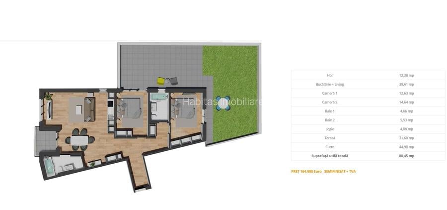 Apartament cu 3 camere, zona Vivo, parcari subterane - 22
