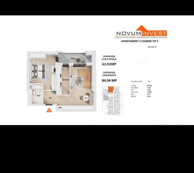 2 Camere Et.1/11 | Parcare | Novum Politehnica - 15