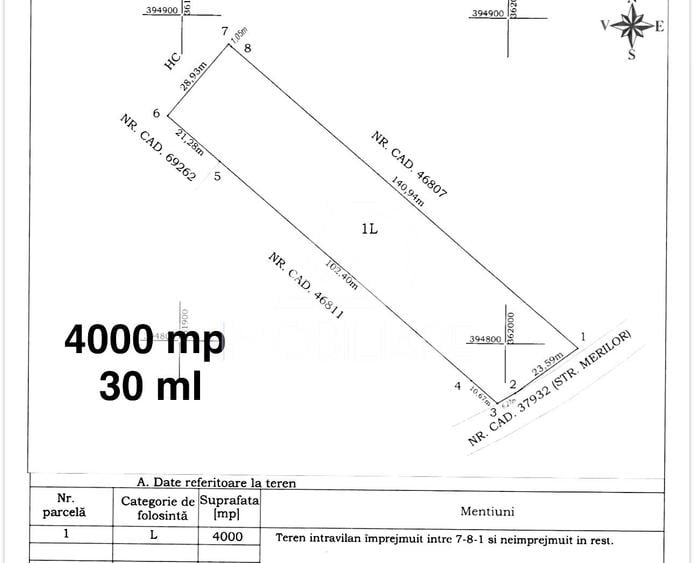 Vânzare teren industrial și comercial, str. Merilor - 8
