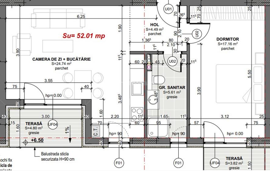 2 camere, 52 mp, 2 balcoane – partial finisat, perfect de amenajat - 7