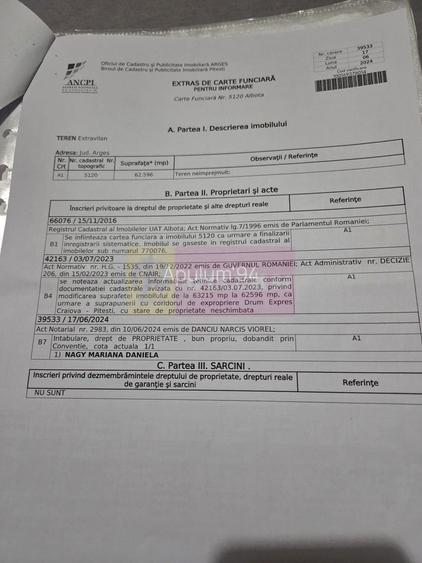 6,26 ha lângă DEx12 Pitești | 2,95 €/mp | acces DJ Pitești–Craiova - 6