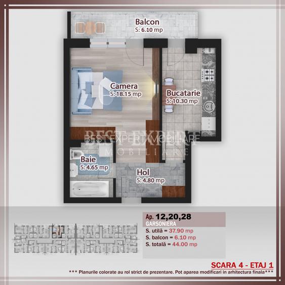 Garsoniera Direct Dezvoltator -500 mt STB - 12