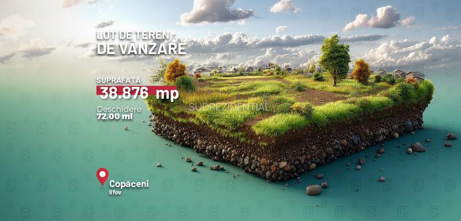 Teren intravilan 38.876 mp, Deschidere 72 ml, Copaceni, Vidra - 2