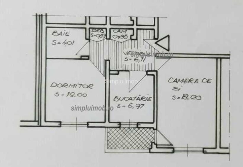 Decomandat Centrala Proprie 2 Camere Dristor Bloc 1984 - 1