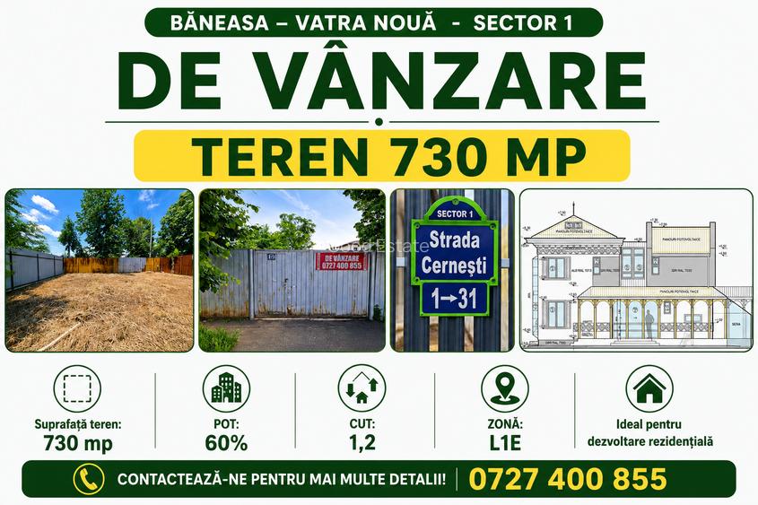 Vanzare teren intravilan 730mp Baneasa – Vatra Noua - Strada Cernesti, nr. 22 - 2