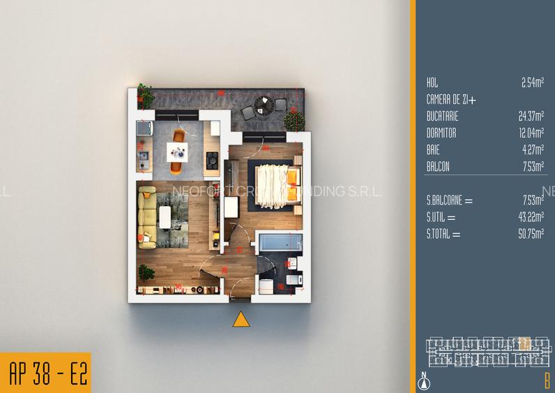 Neofort 84 - Apartament 2 camere decomandat bloc nou Titan, incalzire pardoseala - 19