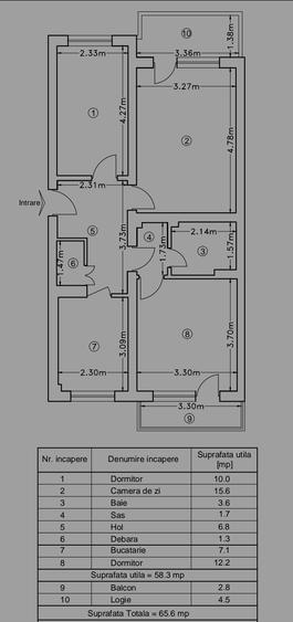 Apartament 3 camere Decomandat Podu Ros, etaj 3!