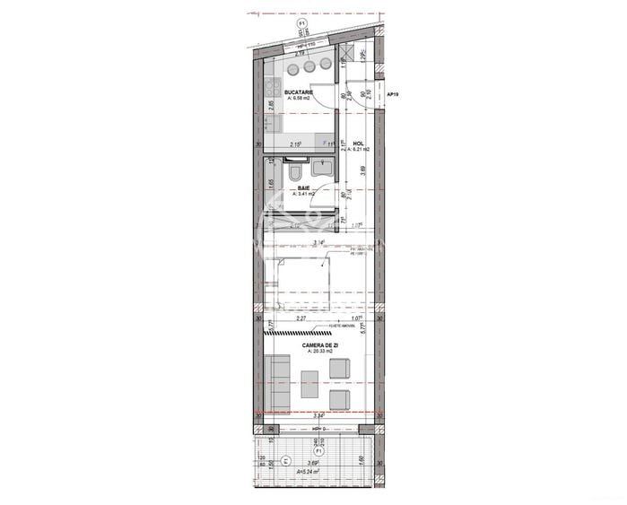 Garsoniera decomandată, aer conditionat, la cheie - clasa energetica A - 6