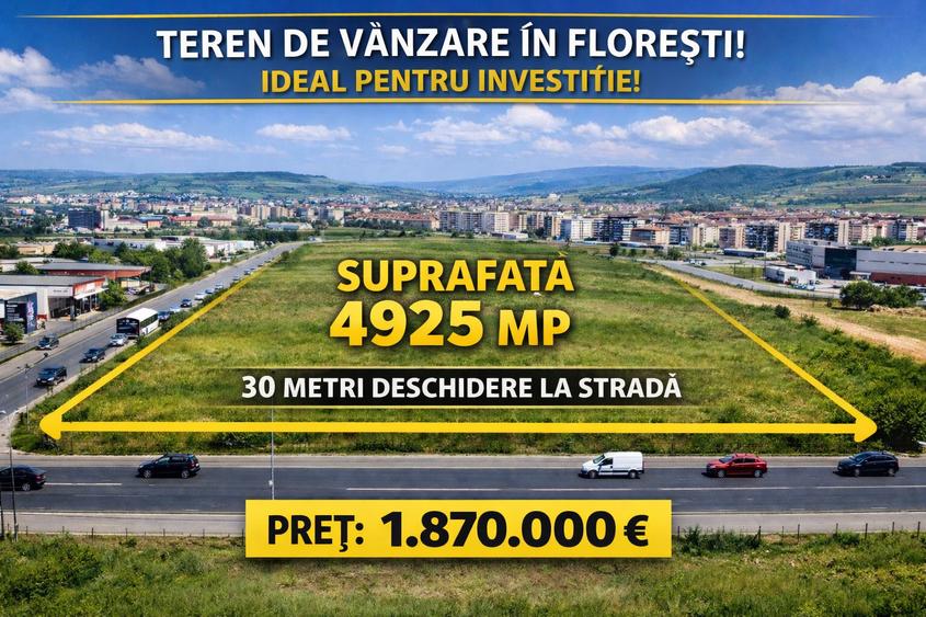 Teren in Florești, la drumul principal, Ideal pentru investiție