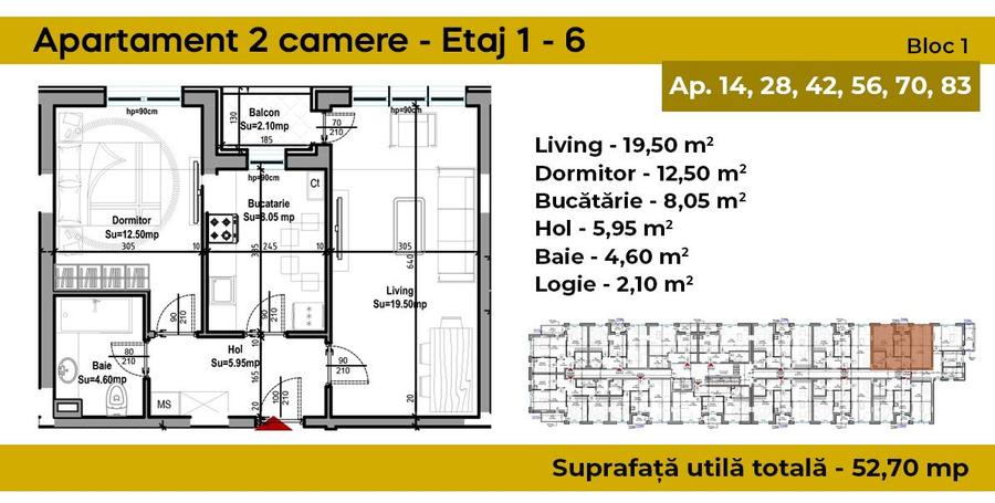 Apartament cu 2 camere zona Grand Arena