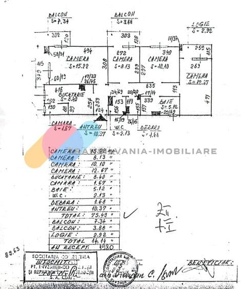 Apartament 75.49 mp, 4 camere - Manastur