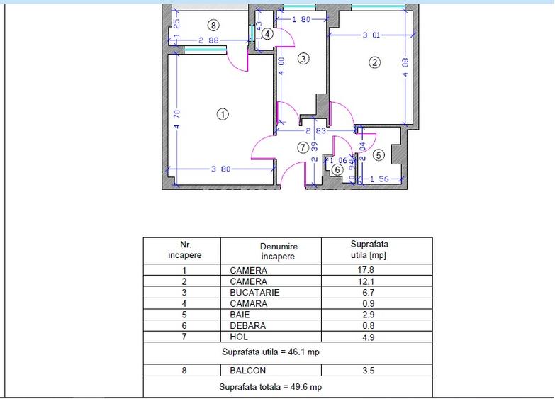 Apartament 2 camere ultracentral Tomis Mall 95000 euro - 13
