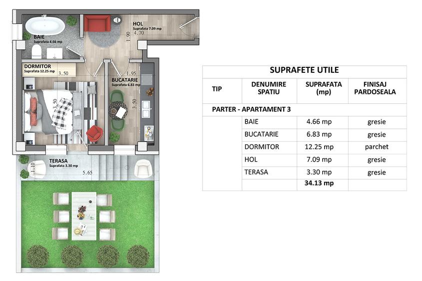 ASTORIA RESIDENCE Apartament 1 camera D 34 m + curte 25 m Lunca Cetatuii 2028