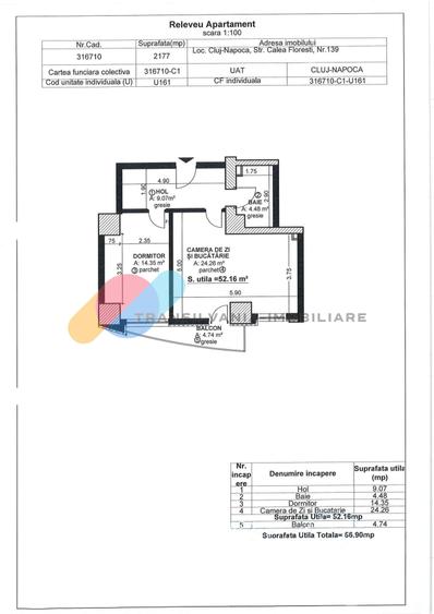 Apartament 2 camere, 52,16 mp, et. 21, West City Tower - ofertă limitată