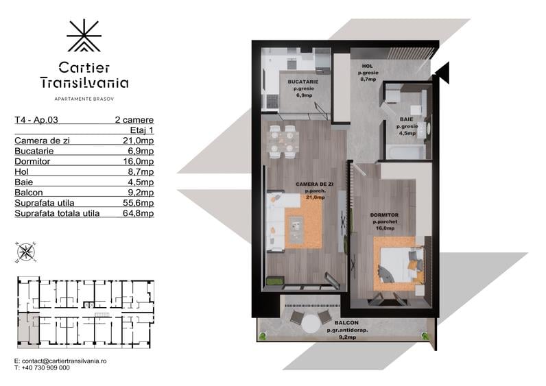 TRANSILVANIA RESIDENCE- CARTIER TRANSILVANIA, APARTAMENT 2 CAMERE