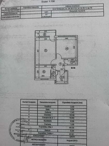 Apartament 2 camere, decomandat, 47 mp, centrala, balcon, ac, Drumul Taberei