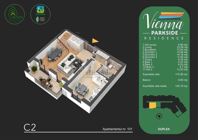 Apartament cu vedere la parc, 4 camere, duplex, Bd. Metalurgiei - 1