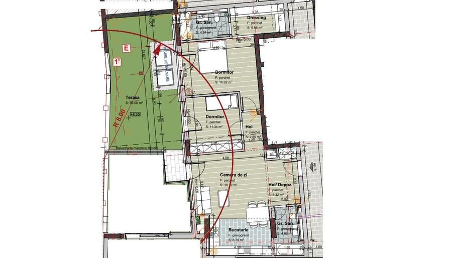 Apartament 3 camere cu terasa de 39 mp, zona Parcului Central