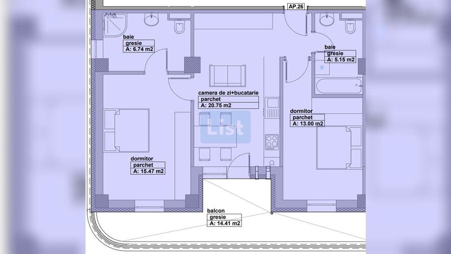 Apartament de vânzare, 3 camere, lift, balcon, zona Lupului, Baia Mare