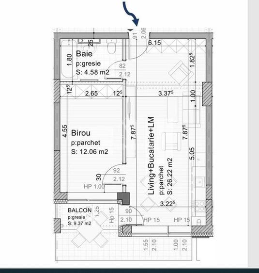 Studio spatios 42,67 mp + balcon 9 mp, Etaj 2 | Parcare subterană