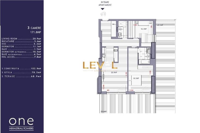 Apartament exclusivist 3 camere de vanzare | ONE Herastrau Towers | Terasa de 69 - 25
