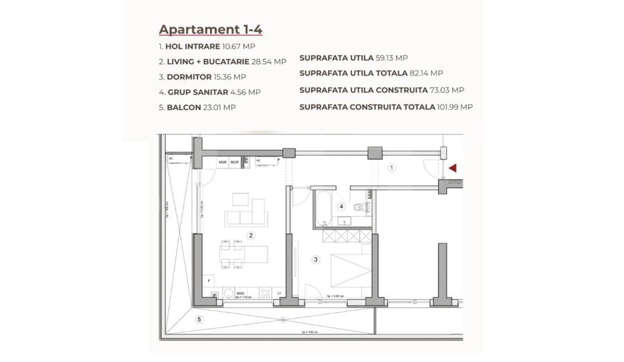 Apartament 2 camere, 82.14 mp, Ansamblu 0% Comision, zona Calea Severinului