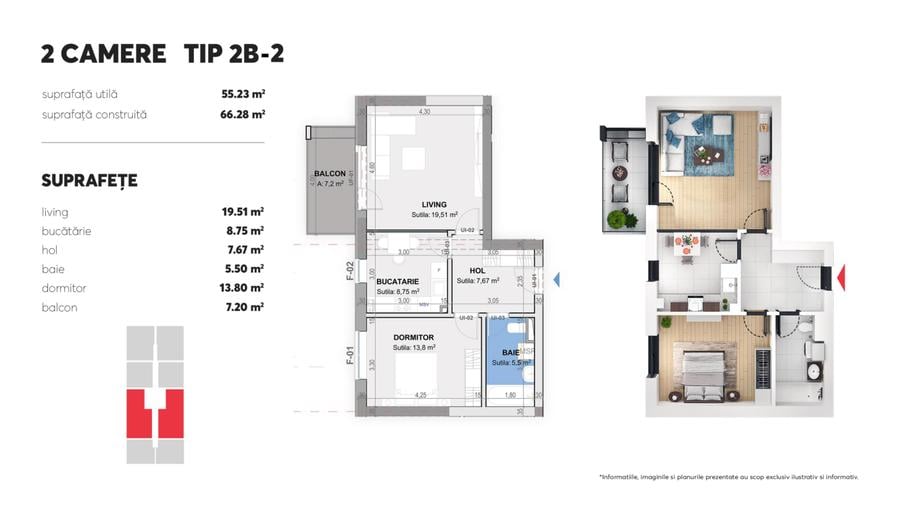 Apartament 2 camere tip B-2 Plaza Residence Faza 6
