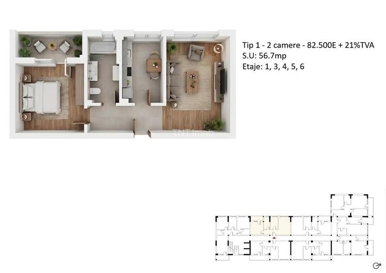 Apartamente 2 camere PLATINUM RESIDENCE Faza 3 - 2026 - Grand Arena - 2