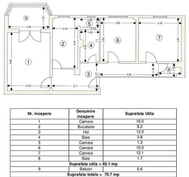 Apartament 3 camere, decomandat, 2 bai, etaj 2/4, Tractoru - 1
