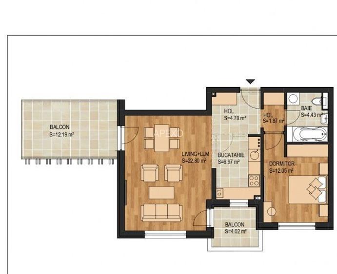 Apartament de 2 camere ( 69 MP )-Tractorul - 11