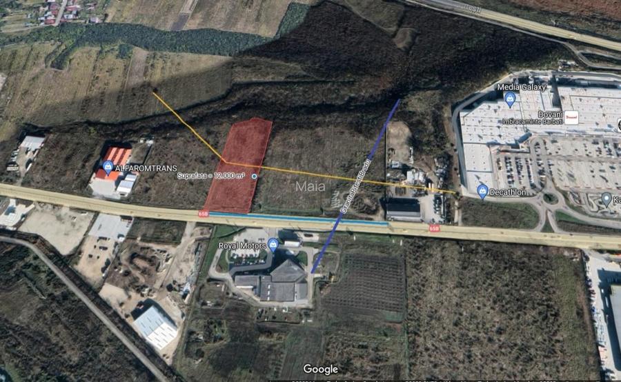 Teren in zona comerciala | Vama Pitesti |  S: 12.000 mp | Deschidere 65m | Autos - 3