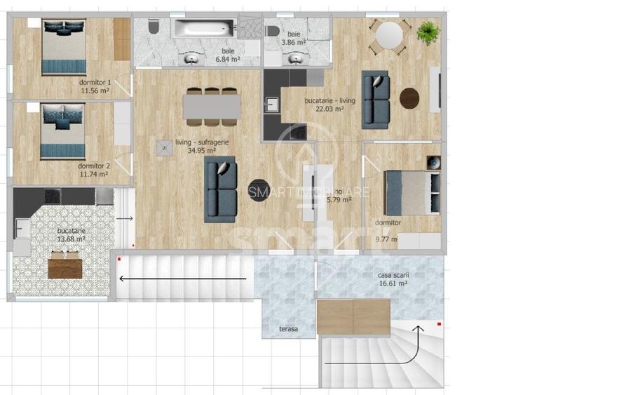 EXCLUSIV Ap 3 camere si Ap 2 camere în același imobil  125 mp total - 19