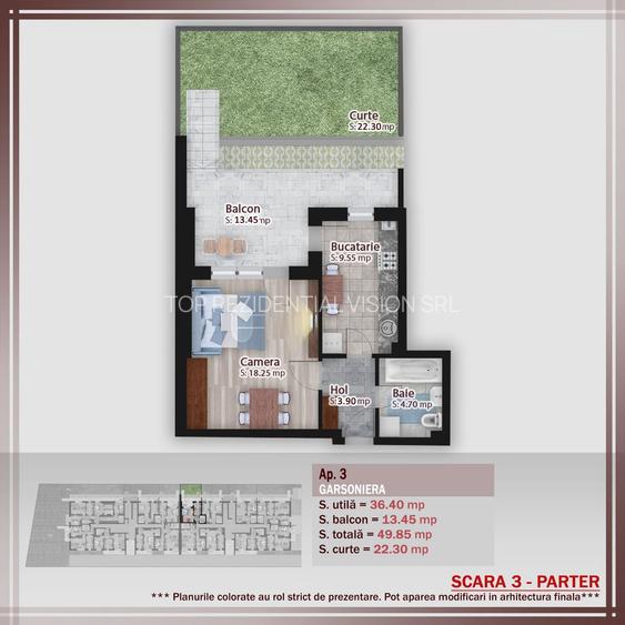 GARSONIERA DECOMANDATA+GRADINA IN BLOC P+3 / PALLADY.COMISION 0%! - 2