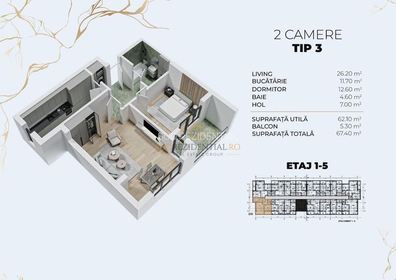 Apartament spatios cu 2 camere, Strada Biruintei, acces metrou Berceni - 5