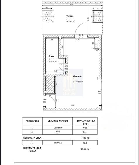 Garsoniera cu terasa de vanzare in *Piata Unirii* - 13