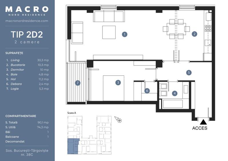 Ap 2 camere LUX -89.70mpc Bucurestii Noi- Straulesti - Sisesti -mutare imediata - 3