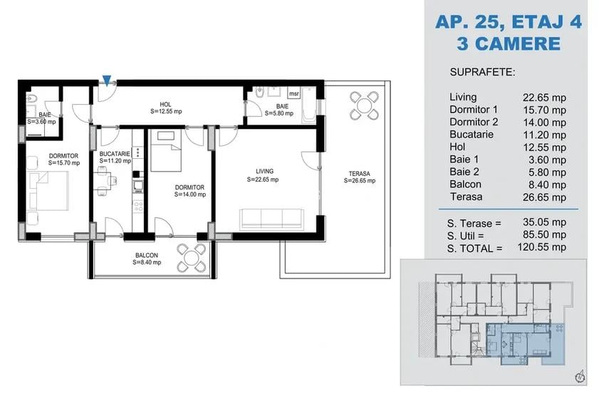 Apartament 3 camere terasa Theodor Pallady metrou Nicolae Teclu - 7