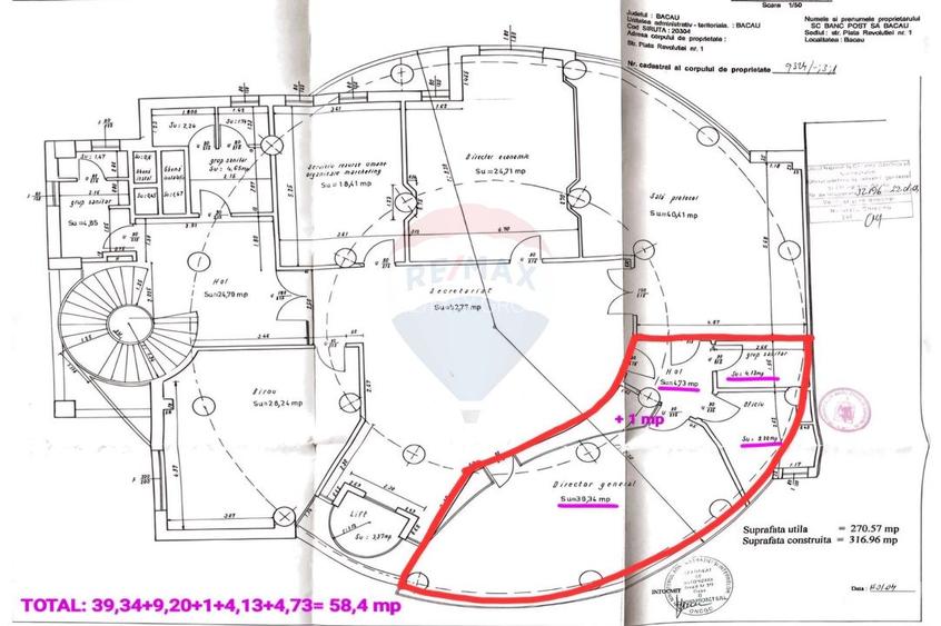 Spațiu 58.4 mp etaj 3, str Piata Revolutiei - 6
