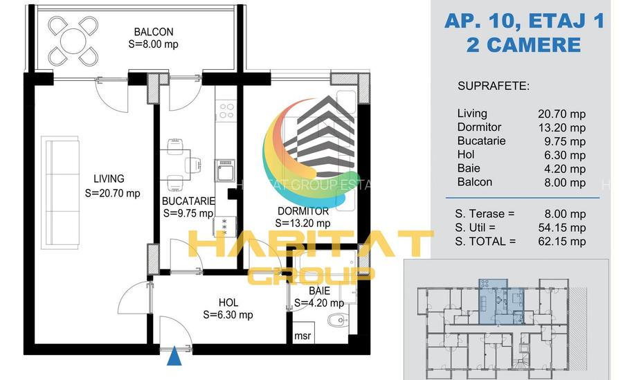 Pallady 2 camere decomandat 62 mp la 15 min. metrou Teclu - 2