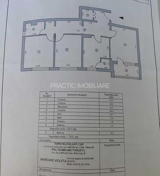 Apartament 3 camere, 71 mp – Zona Micro 20, Etaj 6 - 7