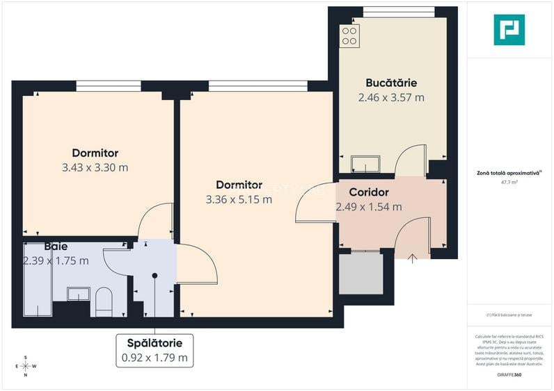 Apartament cu 2 camere semidecomandat - central - 8