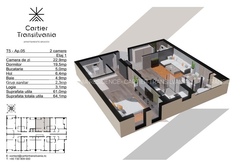 TRANSILVANIA RESIDENCE APARTAMENT 2 CAMERE FATADA VENTILATA - 14