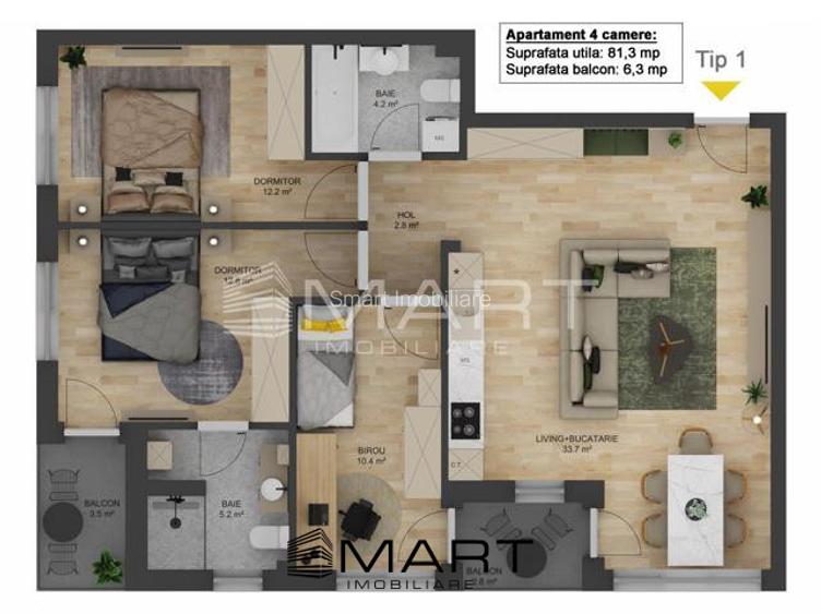 Apartament decomandat 4 camere Doamna Stanca - 15