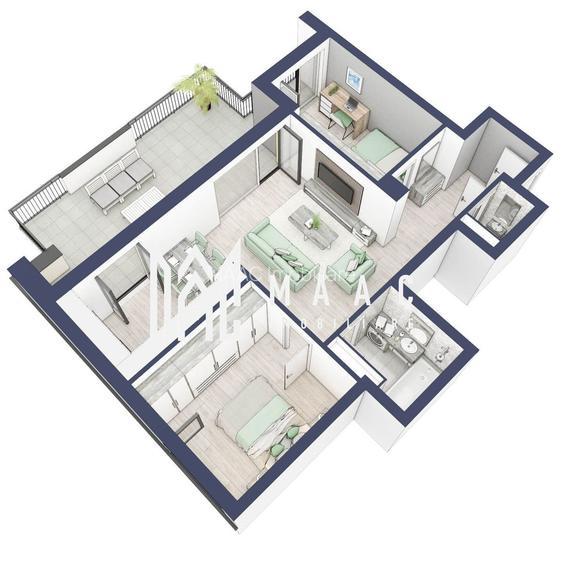 Apartament 3 camere | Balcon 27.3 mp | Etaj 3 | Turnisor - 3