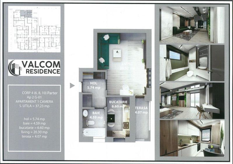 Valcom Residence Bartolomeu, Garsoniera, terasa 4.07 mp, Comision 0%
