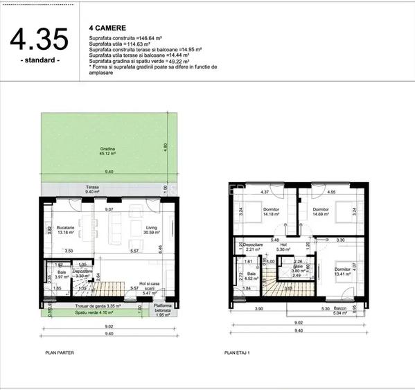 Apartament tip duplex 4 camere cu grădină | Comision 0 - 13